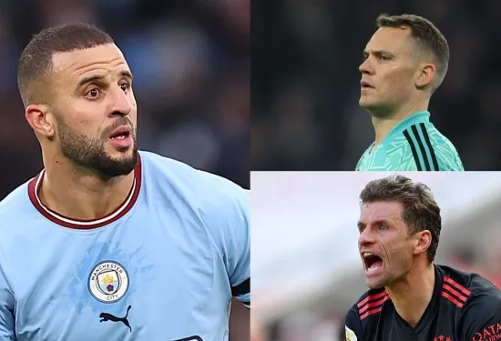 Kesulitan menyeduh? Bintang Bayern Manuel Neuer dan Thomas Muller tidak senang dengan tawaran klub untuk bek Man City Kyle Walker