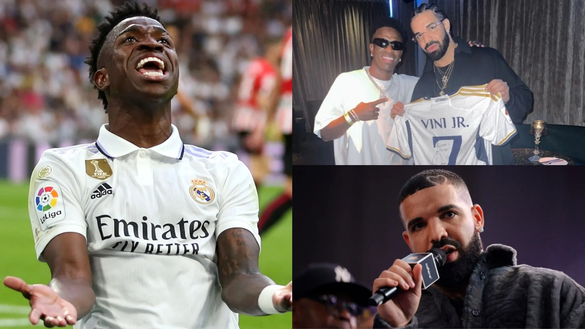 Kutukan Drake tertunda? Vinicius Jr menghadiahkan kaus Real Madridnya untuk sensasi hip-hop 'Nomor 1'